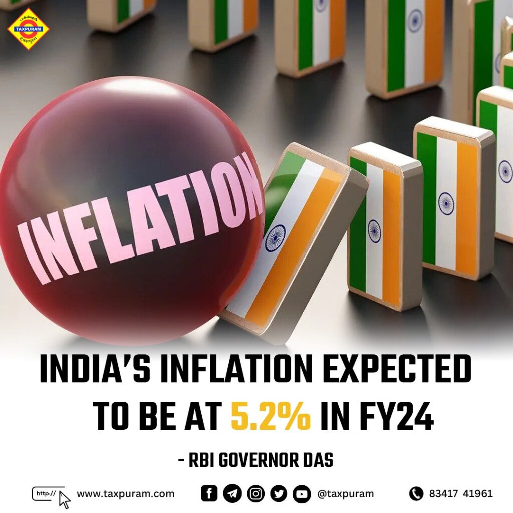 India's inflation expected to be at 5.2% in FY24-Taxpuram