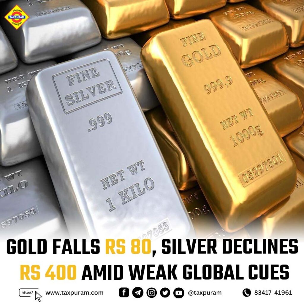 Gold falls Rs 80, silver declines Rs 400 amid weak global cues-Taxpuram