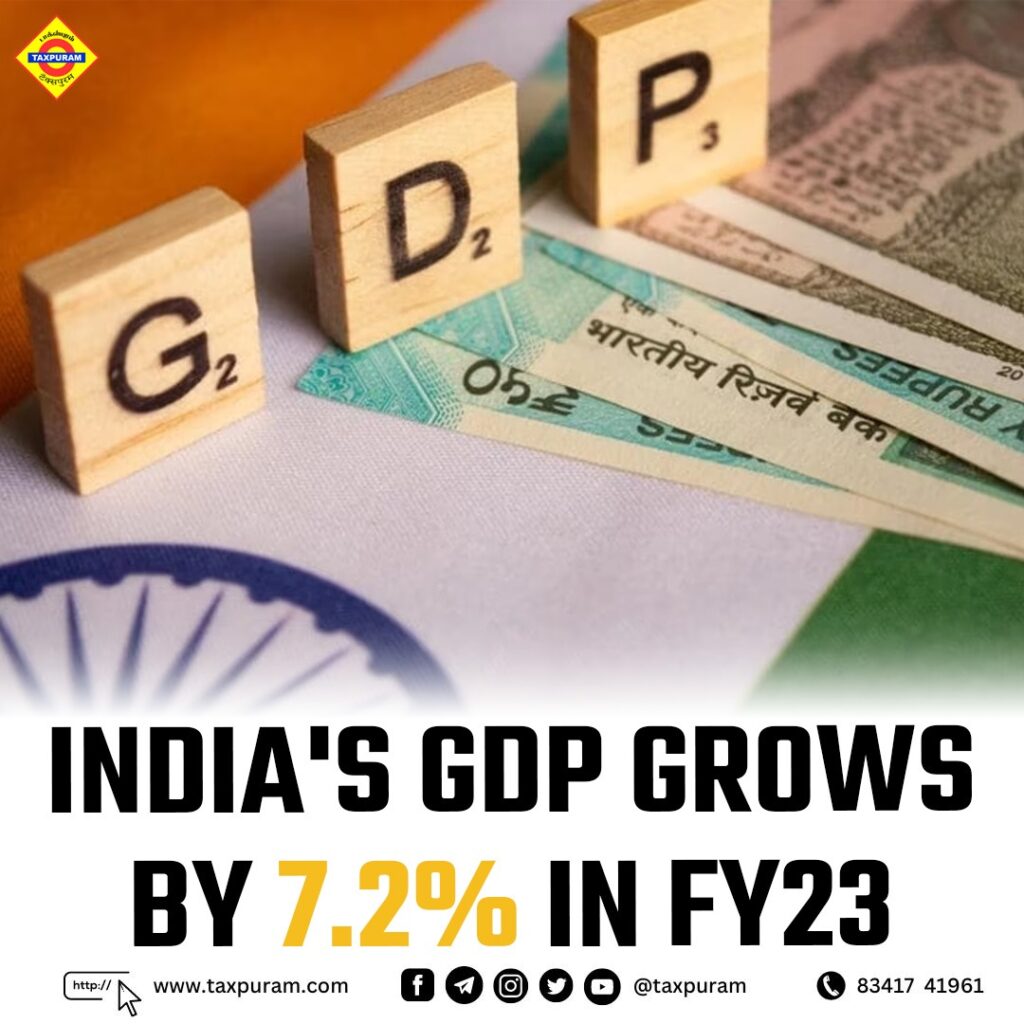 India GDP Data India s GDP grows by 7 2 in FY23 Govt data Taxpuram