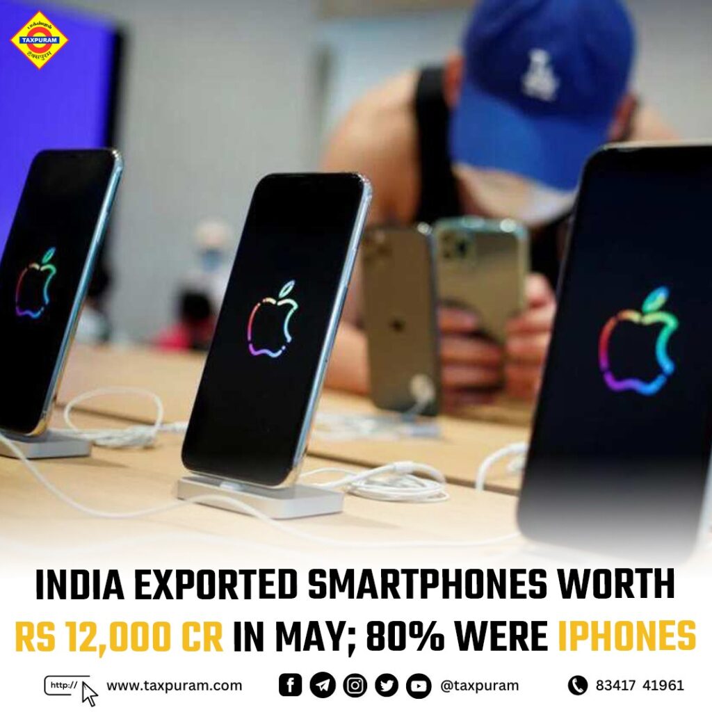 India exported smartphones worth Rs 12,000 cr in May; 80% were iPhones-Taxpuram