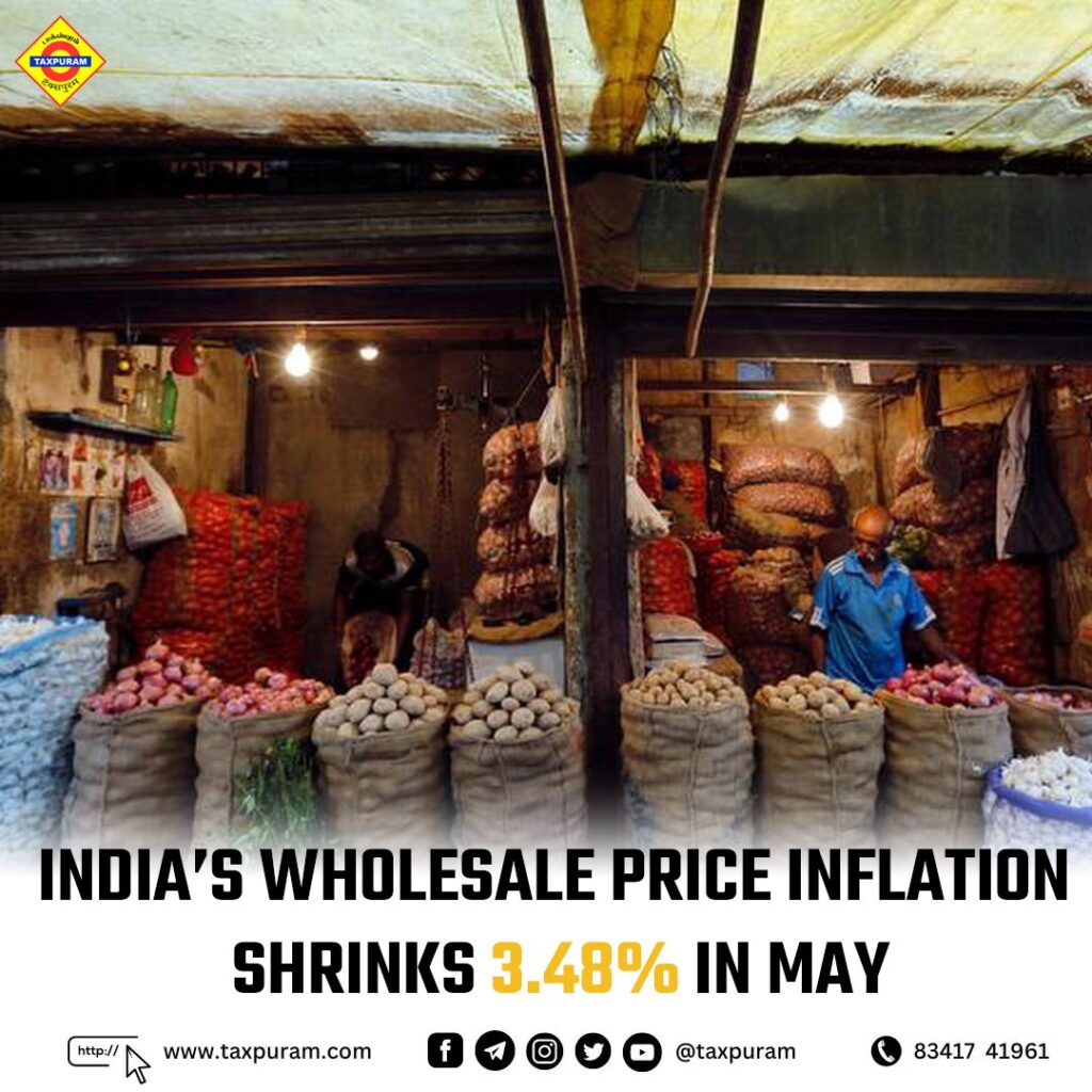 India’s wholesale price inflation shrinks 3.48% in May-Taxpuram